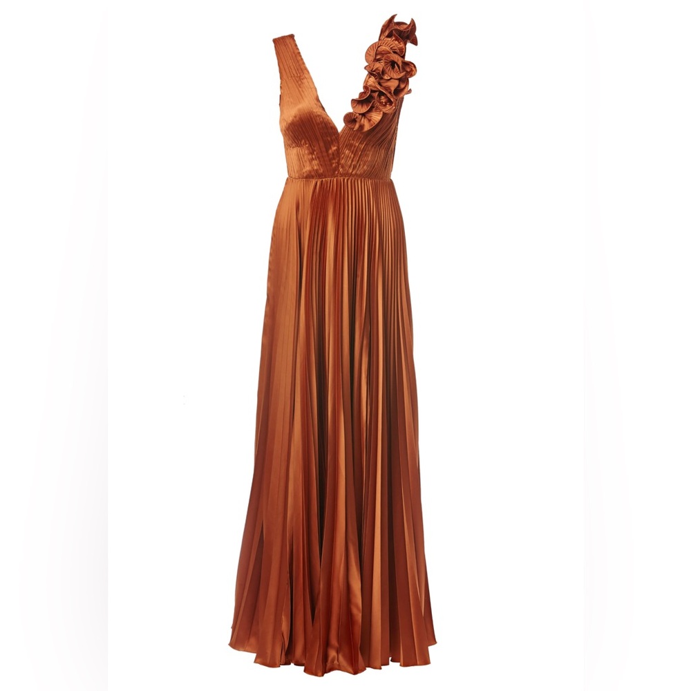 Amur Copper Aviva Pleated Gown Size 6